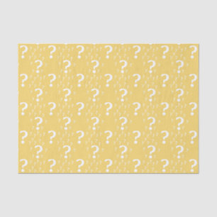 Mystery question mark riddle puzzle yellow tissue paper
