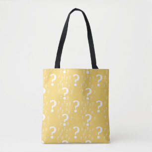 Mystery question mark riddle puzzle yellow tote bag