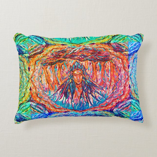 Mystery Rainbow Godess Holding the Sky Decorative Cushion (Front)