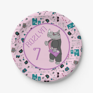 Mystery rhino pink paper plate