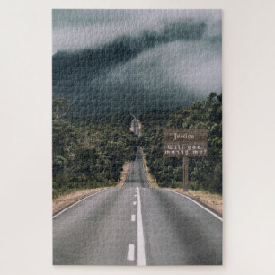 Mystery Road in Woods Marriage Proposal Puzzle