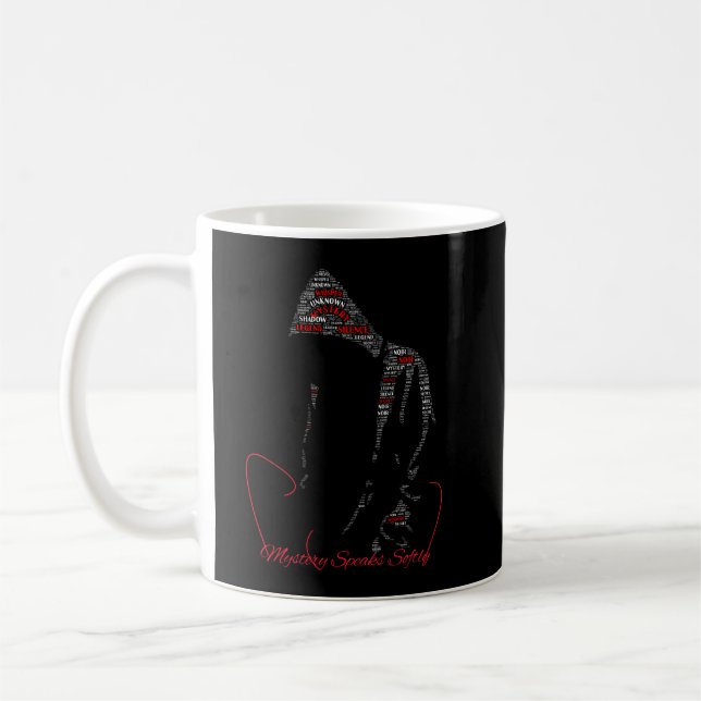 Mystery Speaks Softly | Raven Typography | Gothic  Coffee Mug (Left)