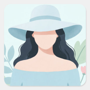 Mystery Woman in Wide-Brim Hat Square Sticker