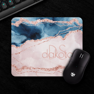 Mystic Agate Branding Teal Blue Mauve Blush Pink Mouse Pad