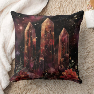 Mystic Amethyst Crystal Floral Galaxy Art (10) Cushion