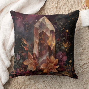 Mystic Amethyst Crystal Floral Galaxy Art (5) Cushion