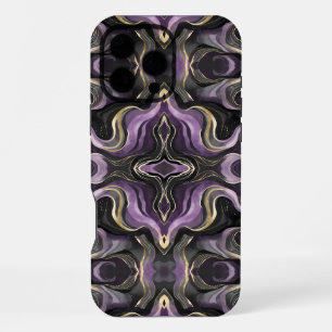 Mystic Amethyst Marble Dark Fluid Gold Design iPhone 16 Pro Max Case