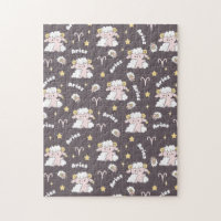 Mystic Aries Zodiac Night Bunny and Ram