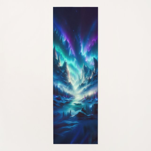 Mystic Aurora Mountain Yoga Mat – Fantasy Landscap (Front)