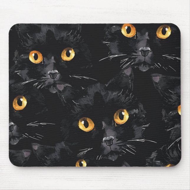Mystic Black Cat Eyes Pattern Mouse Pad (Front)