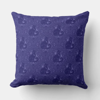 Mystic Black Cat in Cool Purple Cushion