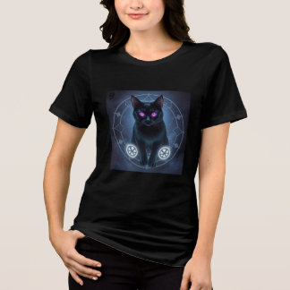 Mystic Black Cat in Magic Circle Tri-Blend Shirt
