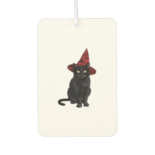Mystic Black Cat with Dark Red Hat Classic T-Shirt Car Air Freshener