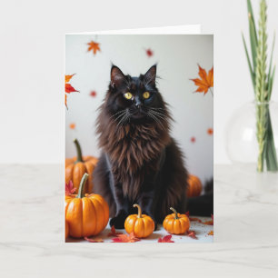Mystic Black Cats Autumn Charm Card