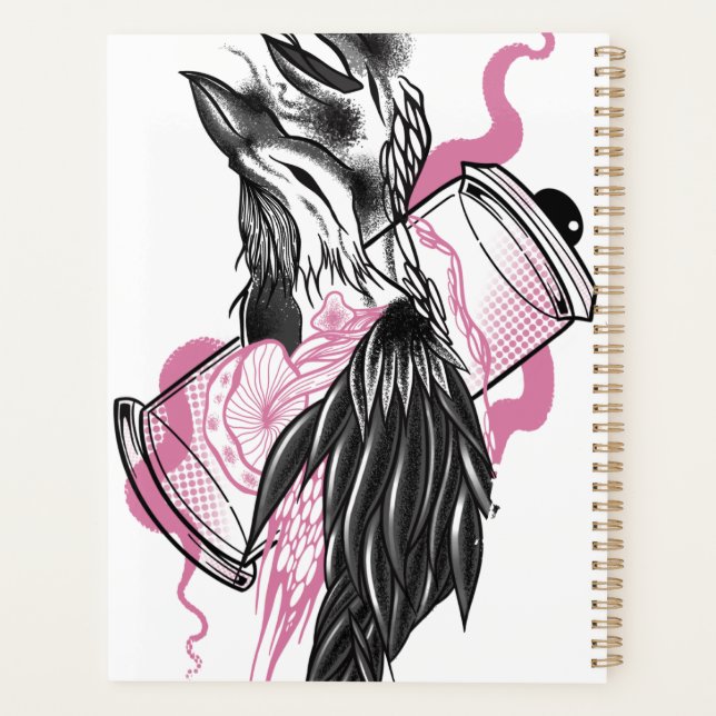 Mystic Black Raven with Lotus Hands Planner (Back)