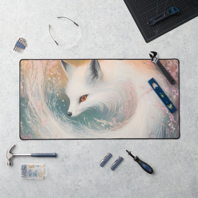 Mystic Bloom Spring Fox Watercolor Desk Mat (Workstation)