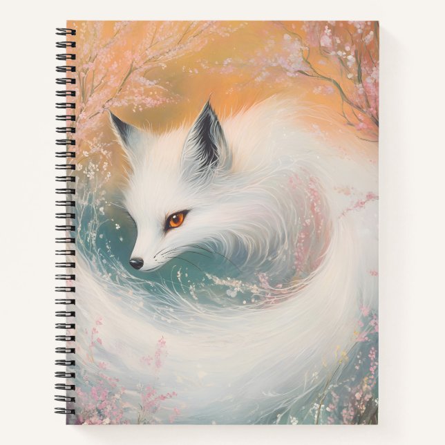 Mystic Bloom Spring Fox Watercolor Notebook (Front)