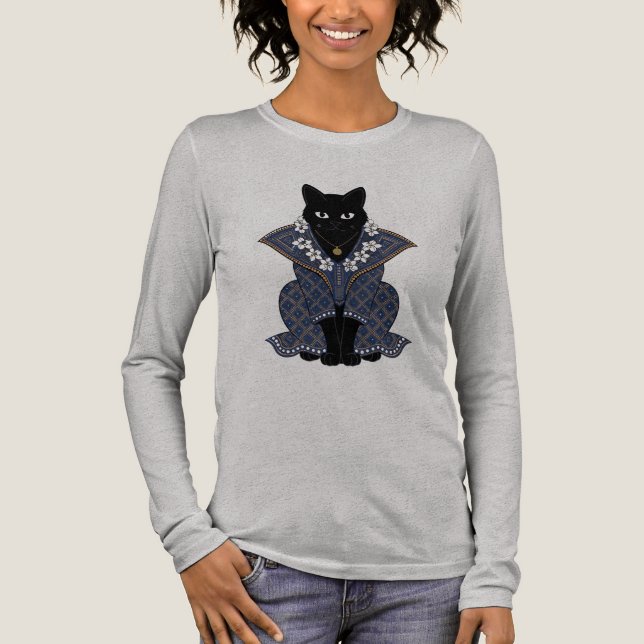 Mystic Blue Batik Cat Queen Graphic Tee (Front)