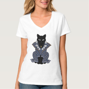 Mystic Blue Batik Cat Queen Graphic Tee