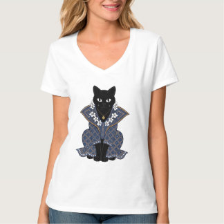 Mystic Blue Batik Cat Queen Graphic Tee