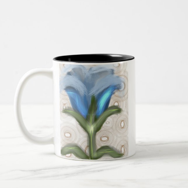 Mystic Blue Bloom - Growing Flower Two-Tone Coffee Mug (Left)