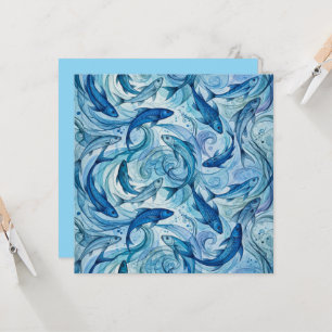 Mystic Blue Fish Flowing Harmony Card