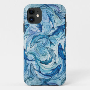 Mystic Blue Fish Flowing Harmony Case-Mate iPhone Case