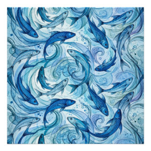 Mystic Blue Fish Flowing Harmony Photo Print