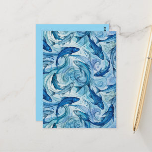 Mystic Blue Fish Flowing Harmony Postcard