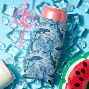 Mystic Blue Fish Flowing Harmony Seltzer Can Cooler