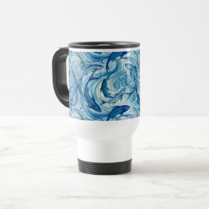 Mystic Blue Fish Flowing Harmony Travel Mug