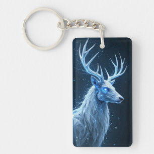 Mystic Blue Glow Stag Acrylic Keychain