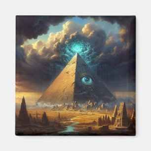 Mystic Blue Pyramid Art Magnet
