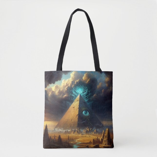 Mystic Blue Pyramid Art Tote Bag (Front)