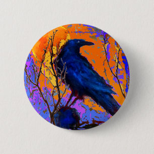 Mystic Blue Raven Moon By Sharles 6 Cm Round Badge