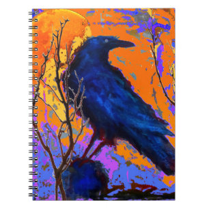 Mystic Blue Raven Moon By Sharles Spiral Notebook