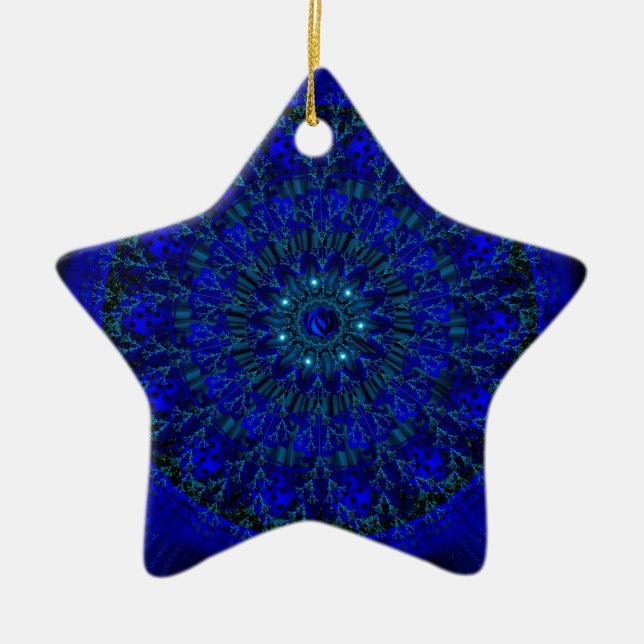 Mystic Blue Rose.jpg Ceramic Tree Decoration (Front)