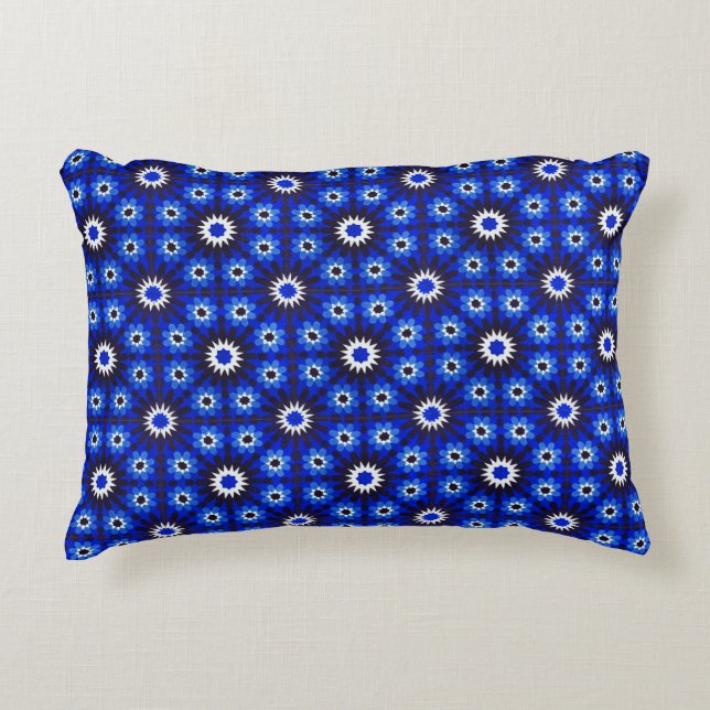 Mystic Blue Zellige Geometry Decorative Cushion (Front)