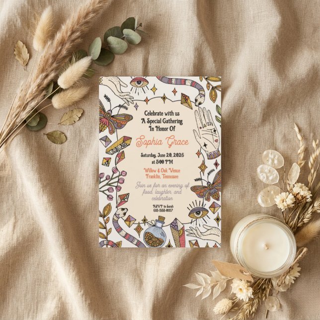 Mystic Boho Celestial Party Thank You Card (Creator Uploaded)