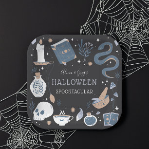 Mystic Boho Crystal Halloween Party Paper Plate