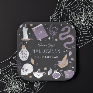 Mystic Boho Crystal Halloween Party Paper Plate