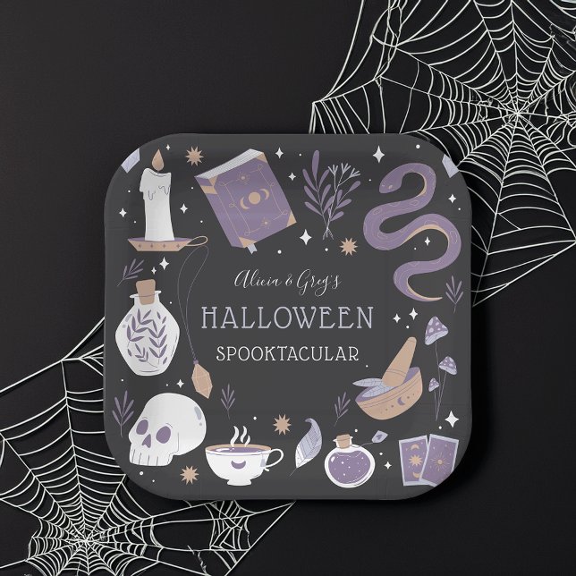 Mystic Boho Crystal Halloween Party Paper Plate (Creator Uploaded)