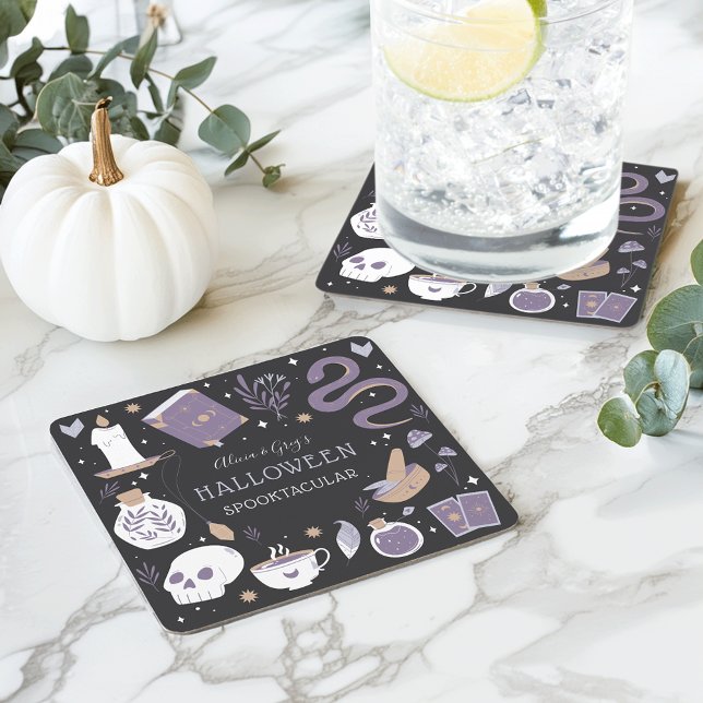 Mystic Boho Crystal Halloween Party Square Paper Coaster (Creator Uploaded)