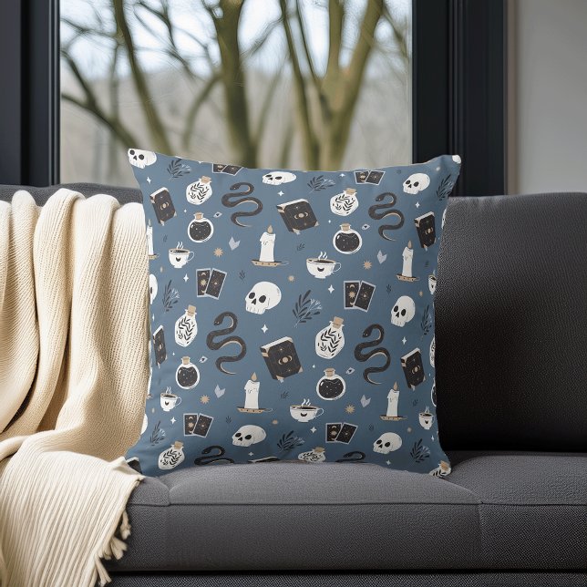 Mystic Boho Crystal Skull Snake Halloween Pattern Cushion (Creator Uploaded)