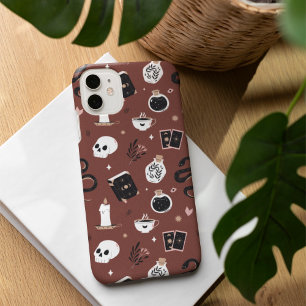 Mystic Boho Crystal Skull Snake Pattern iPhone 16 Case