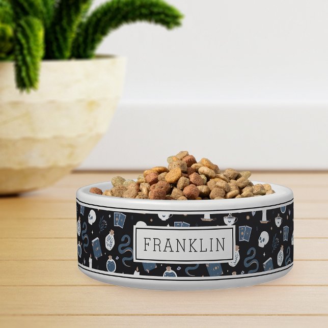 Mystic Boho Crystal Skull & Snake Pattern Pet Bowl (Creator Uploaded)