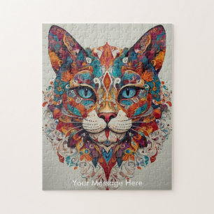 Mystic Boho Feline Cat Mandala Jigsaw Puzzle
