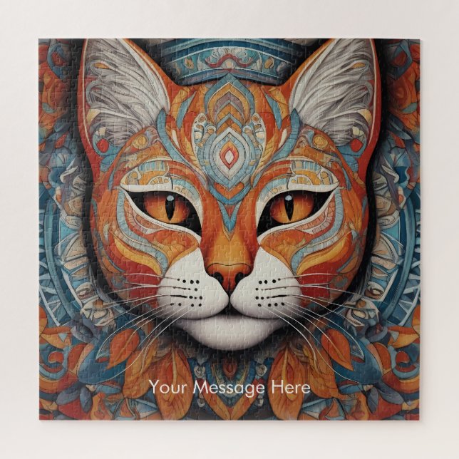 Mystic Boho Feline Cat Mandala Jigsaw Puzzle (Vertical)