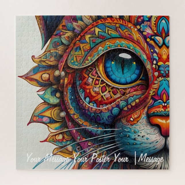 Mystic Boho Feline Mandala Jigsaw Puzzle (Vertical)