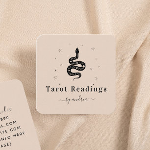 Mystic Boho Snake Moon Lunar Celestial Spiritual Square Business Card